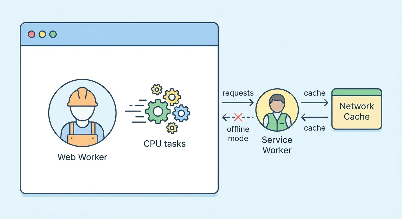 Web Workers против Service Workers: что это и зачем | Koder.ai
