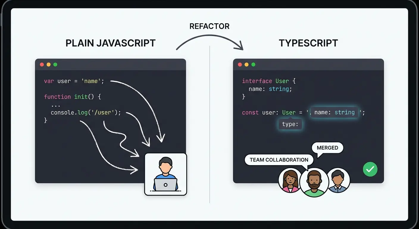 Wie TypeScript große JavaScript‑Frontends wartbar machte | Koder.ai