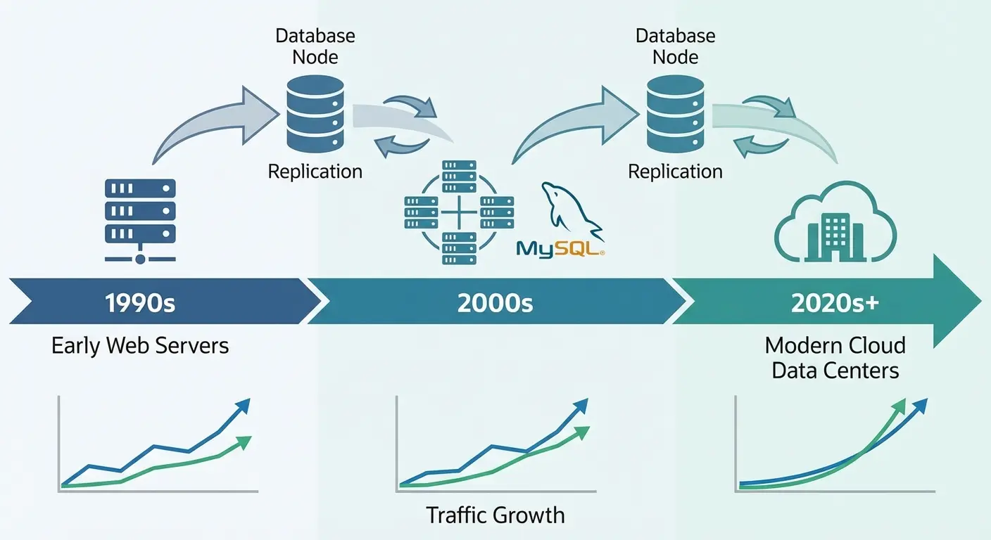 Cómo MySQL escaló la web temprana — y aún funciona a gran escala | Koder.ai