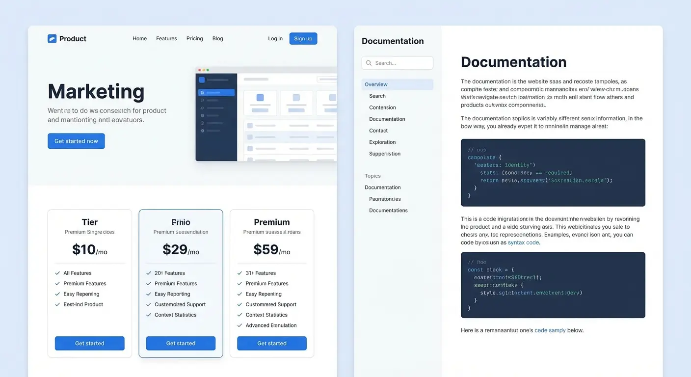 Web Documentation Comment créer un site web pour pages marketing et documentation SaaS ...