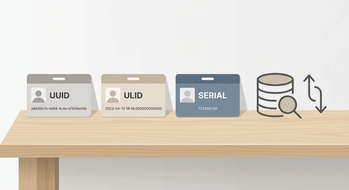 UUID vs ULID vs IDs seriales: elegir el ID adecuado para tu BD | Koder.ai