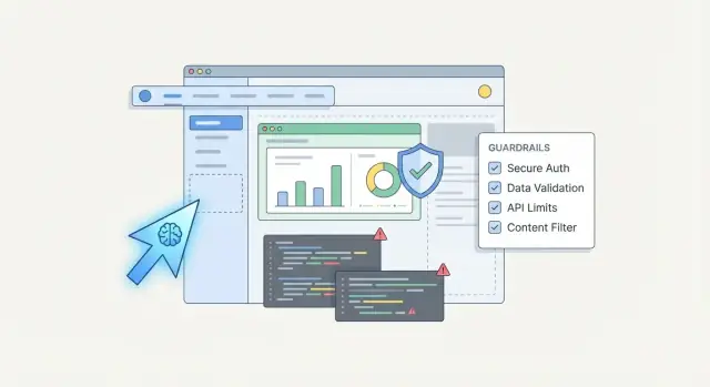 Beveiliging in AI-gebouwde apps: garanties, blinde vlekken, guardrails