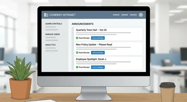 কোম্পানির ঘোষণা ও স্বীকৃতি ব্যবস্থার জন্য ওয়েব অ্যাপ তৈরি করুন