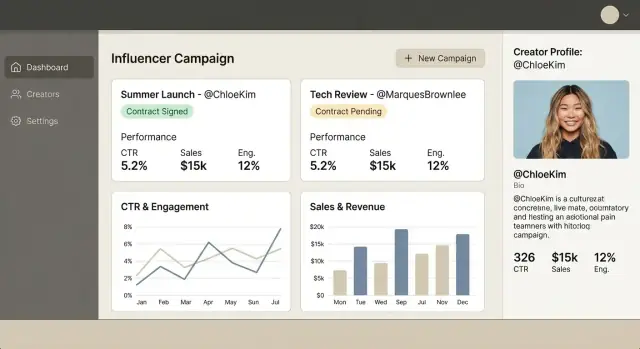 Come costruire un'app web per la gestione delle campagne con influencer