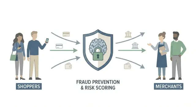 A camada defensável do PayPal: pagamentos, risco e redes de comerciantes