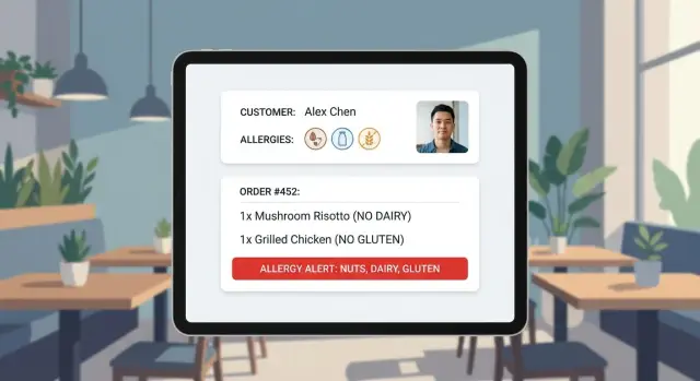 Приложение заметок об аллергии для ресторана: безопасные повторные заказы для команды