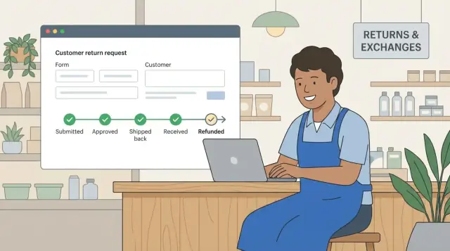 Return Request Form With Status Updates for Small Shops