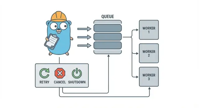 Go worker pools for background jobs: retries, cancel, shutdown