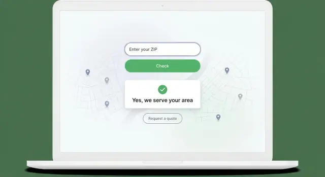 Service area checker by ZIP code for fast quote requests