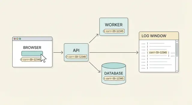 Correlation IDs end-to-end: trace a user action in logs