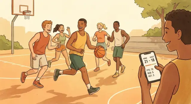 Scorekeeping app for pickup games: simple score + stats