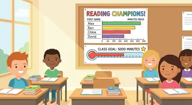 Reading Minutes Challenge Leaderboard for a Class Goal