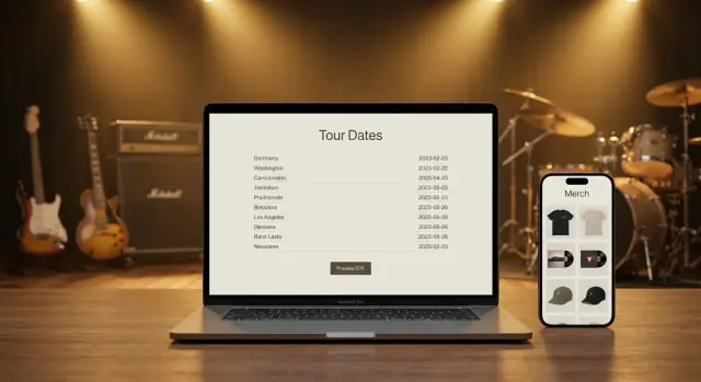 Situs Web Musisi/Band: Tanggal Tur, EPK, dan Pengaturan Merch