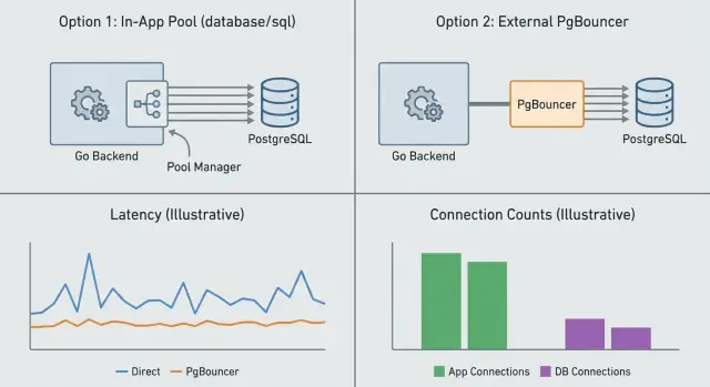 PostgreSQL connection pooling: app pooling vs PgBouncer