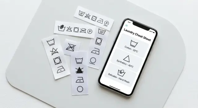 Laundry care label cheat sheet app for saving wash settings