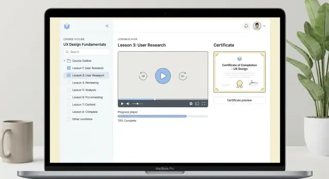 Bouw een webapp voor online cursussen: lessen, voortgang en certificaten