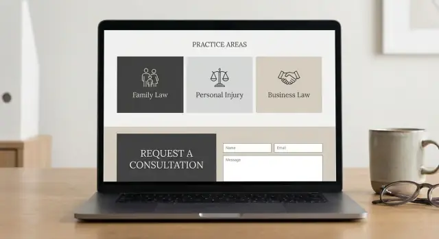 Crea il sito web di uno studio legale con aree di pratica e moduli di contatto