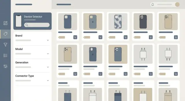 Compatibiliteitsfilters voor elektronica‑accessoireswinkels