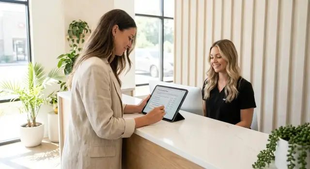 Digital consent form for beauty services: signature + checkboxes