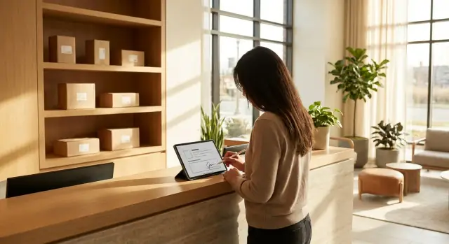 Apartment package log with pickup confirmation for staff