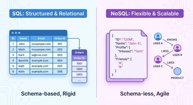 SQL vs NoSQL‑databases: belangrijkste verschillen en gebruiksscenario's