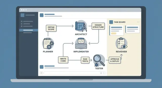 Agent roles for chat-built apps: planner to reviewer workflow