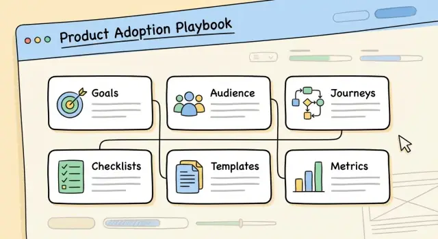 Maak een website voor een product‑adoptieplaybook die gebruikers activeert