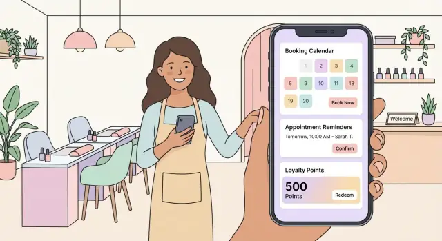 Hoe maak je een nagelsalon-app: boeken, herinneringen & loyaliteit