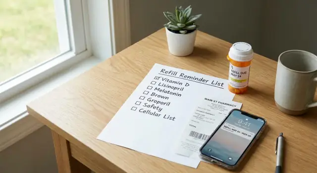 Medication refill reminder list to avoid running out